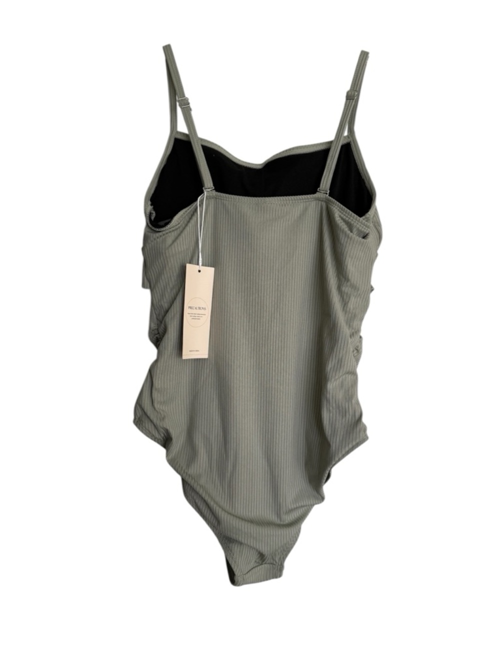 NWT Women’s Dokotoo Ribbed Twist-Front Olive One-Piece Swimsuit Size Large - Picture 3 of 10